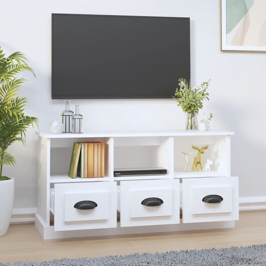 TV Stand Wooden White L100xW35xH50cm