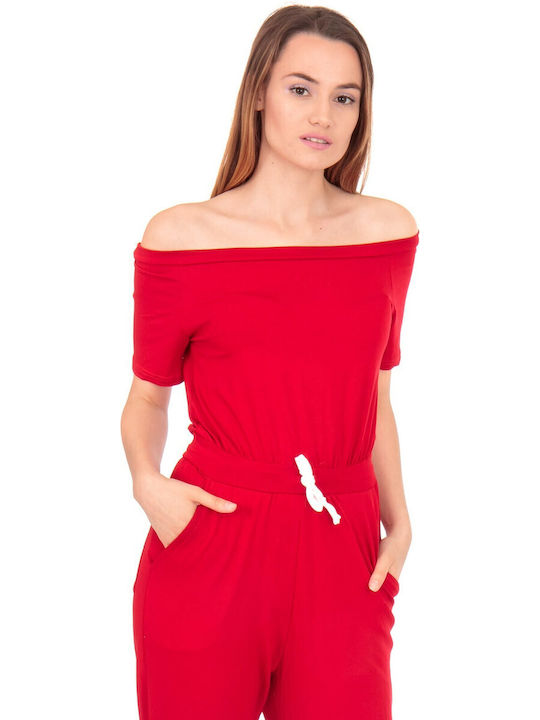 Silia D Women's Off-Shoulder One-piece Suit Red