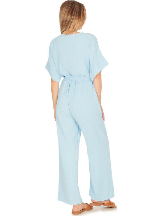 Women's Short-sleeved One-piece Suit Blue