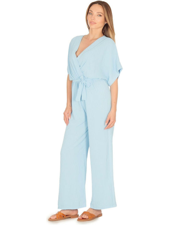 Women's Short-sleeved One-piece Suit Blue
