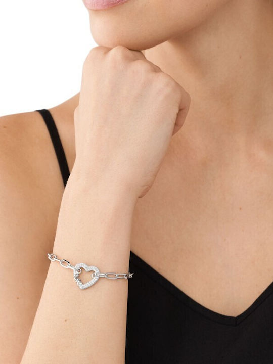 Michael Kors Premium Love Sterling Γυναικείο Βραχιόλι Αλυσίδα με σχέδιο Καρδιά από Ασήμι