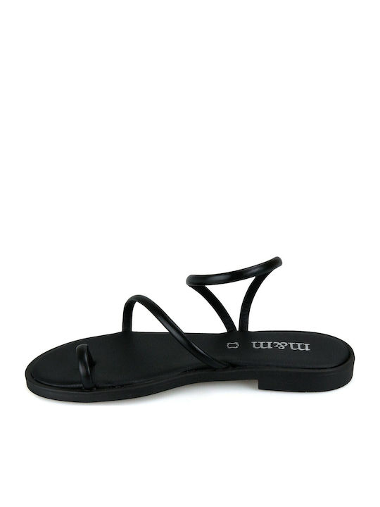 Δερμάτινα Γυναικεία Σανδάλια Flatforms Μαύρα