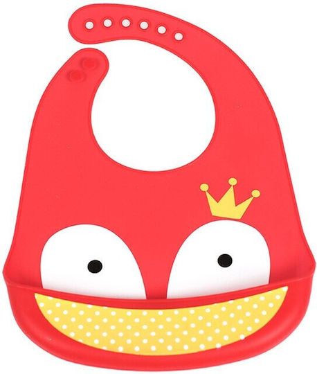 Baby Wise Cute Animals Waterproof Bib Silicone with Button & Pocket Red