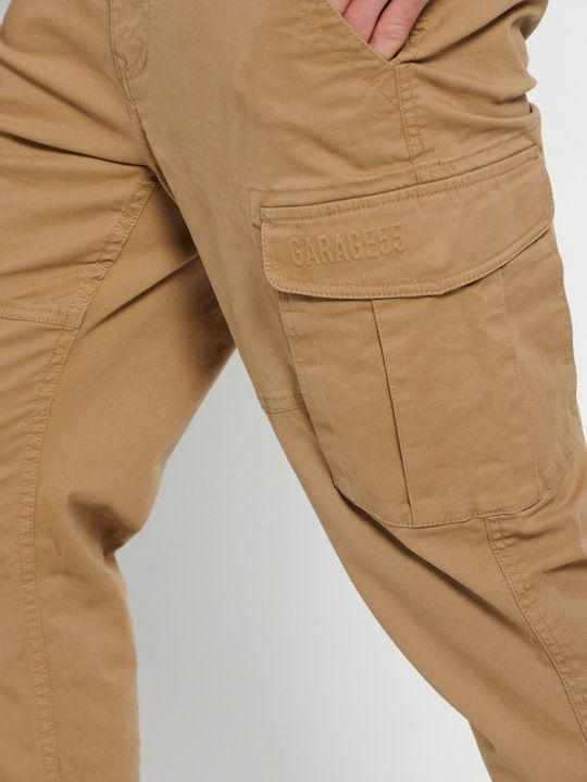 Trousers Cargo Elastic in Relaxed Fit Beige