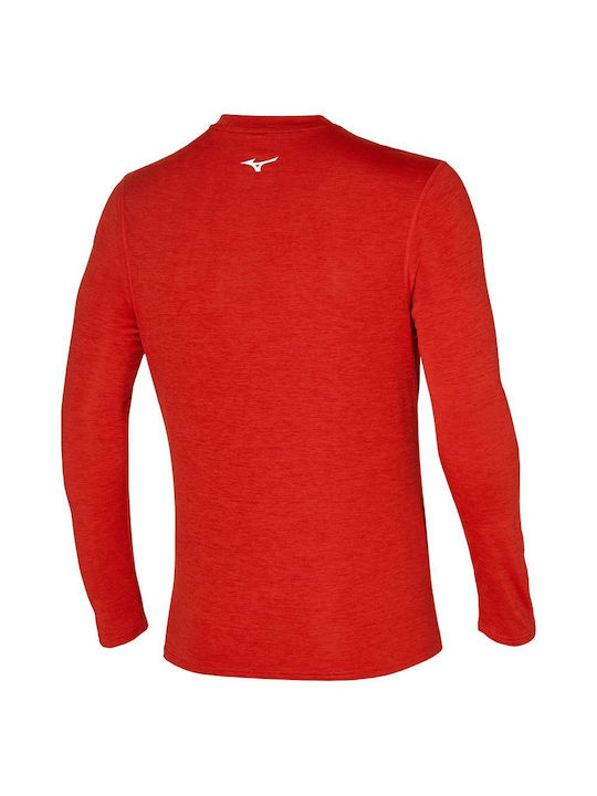 Mizuno Impulse Core Men's Athletic Long Sleeve Blouse with Zipper Fiery Red