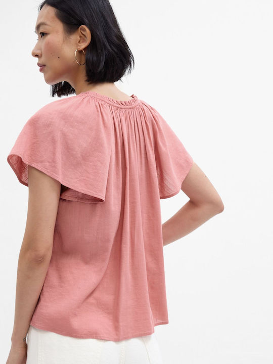 GAP Damen Sportliches Bluse Kurzärmelig Rosa