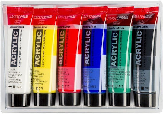 Royal Talens Amsterdam All Acrylics Acrylic Paint Set in Multicolour color 20ml 6pcs