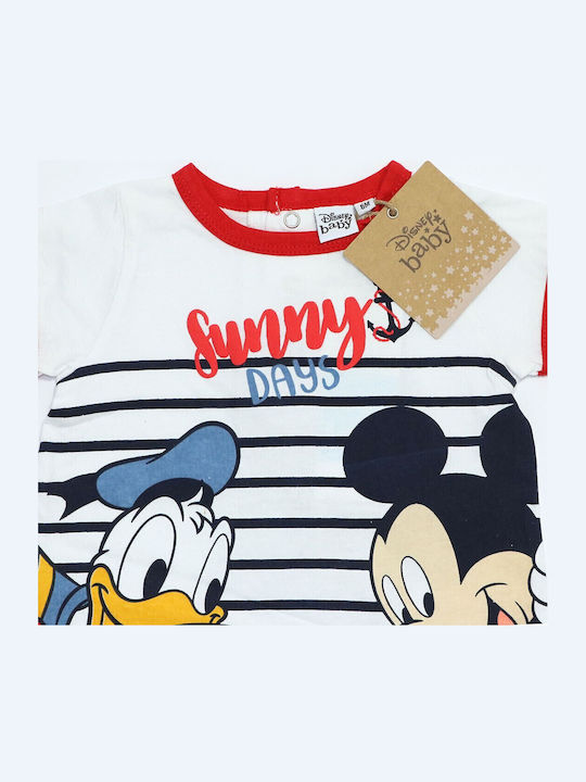 Disney Mickey Mouse Бебешко Боди Къс ръкав Бял