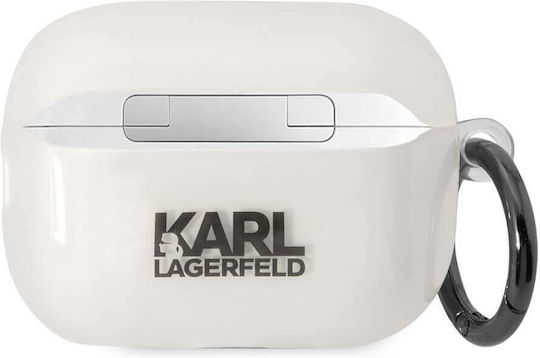 Karl Lagerfeld 3D Logo NFT Karl Head Калъф с кука в Прозрачен цвят за Apple AirPods Pro 2