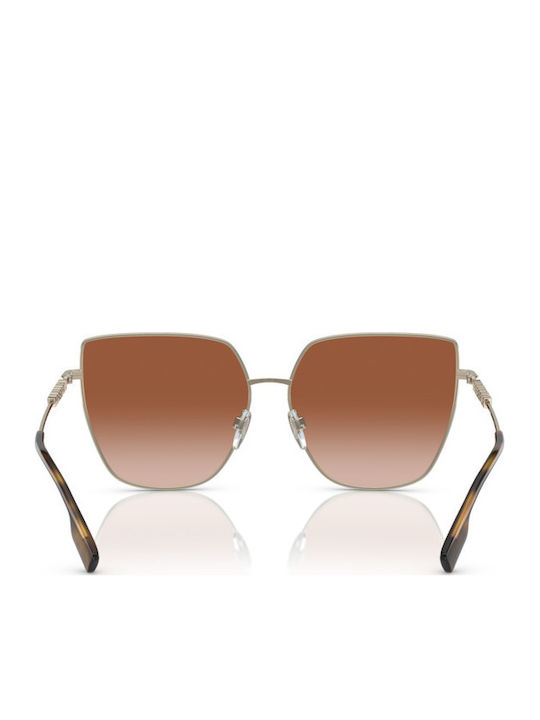 Burberry Alexis Women's Sunglasses with Gold Metal Frame and Brown Gradient Lens BE3143 110913