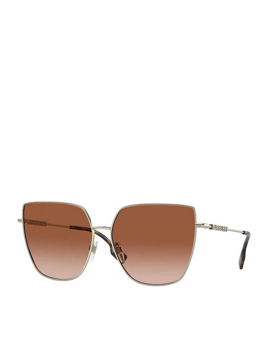 Burberry Alexis Women's Sunglasses with Gold Metal Frame and Brown Gradient Lens BE3143 110913