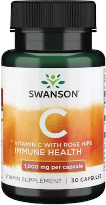 Swanson Vitamin C Vitamin für Energie & Unterstützung des Immunsystems 1000mg 30 Mützen