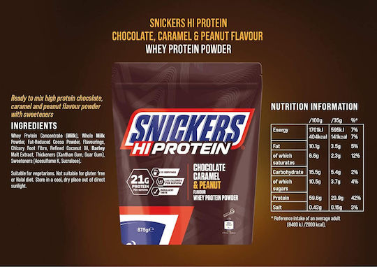 Snickers HIProtein Πρωτεΐνη Ορού Γάλακτος με Γεύση Chocolate Caramel Peanut 875gr