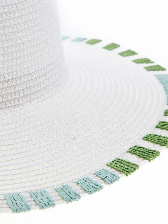 Verde Femei Wicker Pălărie Floppy White/Green