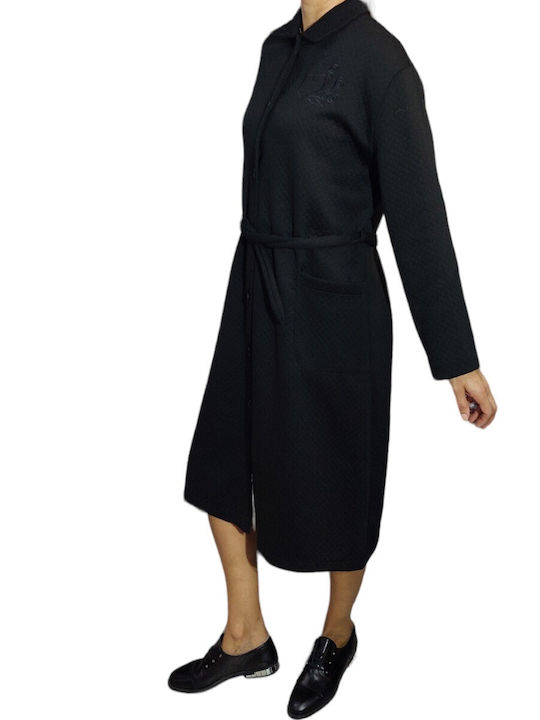 Mardim Women's Winter Pajama Robe Black