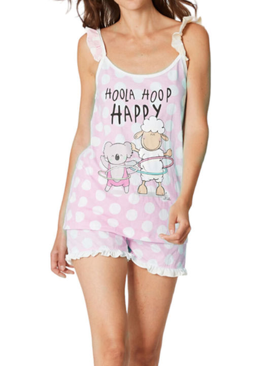Happy People Καλοκαιρινό Βαμβακερό Babydoll Ροζ Happy People Καλοκαιρινό Βαμβακερό Babydoll Ροζ