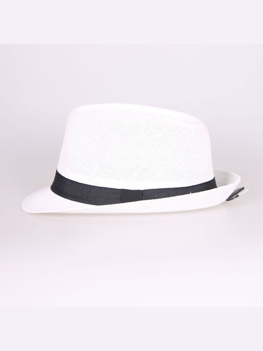 Summer hat unisex 100% fishnet hat one size white black ribbon