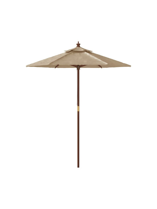Кръгла Дървена Градинска Чадър Taupe Ф1.96xВ2.31м