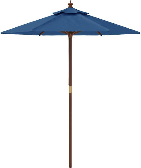 Runder Holz-Garten- und Terrassen-Sonnenschirm Blau F1.96xH2.31m