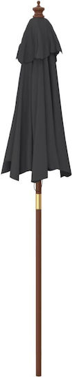Round Wooden Black Garden & Terrace Parasol Φ1.96xΥ2.31m