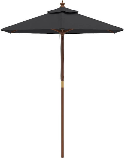 Round Wooden Black Garden & Terrace Parasol Φ1.96xΥ2.31m