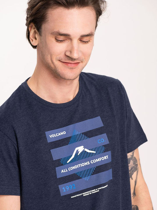 Volcano T-STEMP Bedrucktes T-Shirt für Männer - Navy