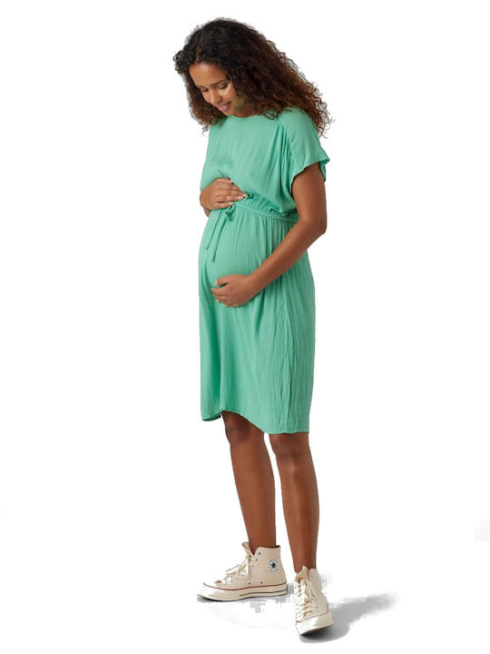 Summer Short Sleeve Maternity Mini Dress Green