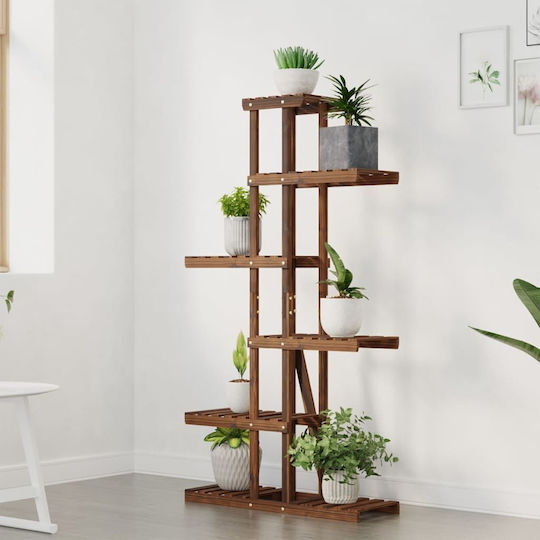 vidaXL Ραφιέρα Γλάστρας Ξύλινη Καφέ 75x25x140.5εκ.