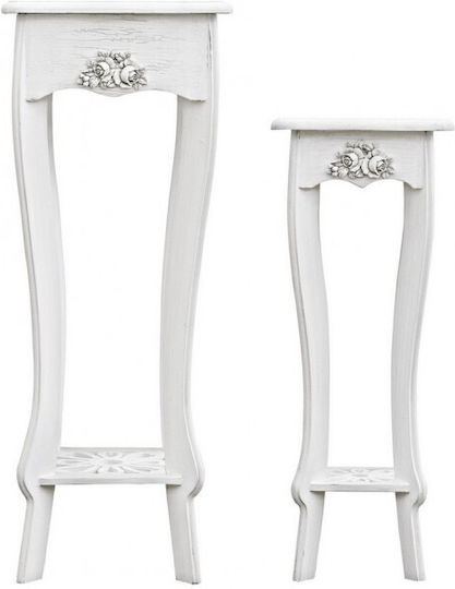 Bizzotto S/ Plant Stand Wooden White 30cmx30cmx78cmcm.