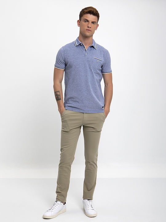 Striped Collar Polo T-Shirt Modern Fit Winfield Blue