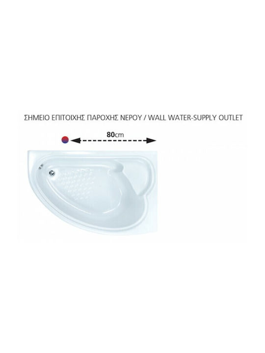 Sanitec Claudia Acrylic Left Corner Bathtub 150x95cm