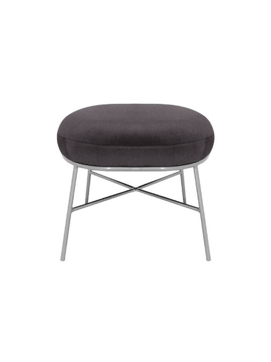 Stool Footstool Upholstered with Fabric Trudi Grey 55x46x38cm