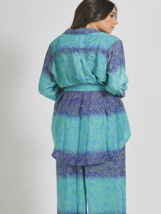 Ble Resort Collection Καφτάνι Παραλίας Μπλε Ble Resort Collection Καφτάνι Παραλίας Μπλε