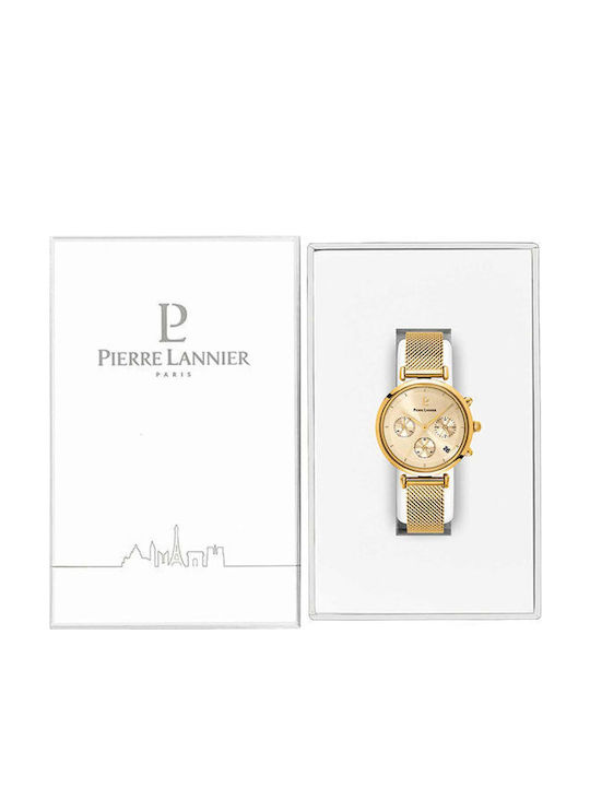 Damenuhr 35 mm Chronograph mit Batterie, Gold