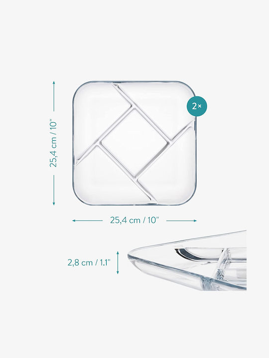 Navaris Glass Dessert Divided Serving Plate with 5 Positions Transparent 2.8x2.8x2.8cm