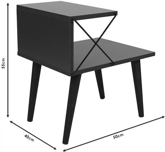 Κομοδίνο Gather Ξύλινο Ανθρακί / Καρυδί 50x40x55cm