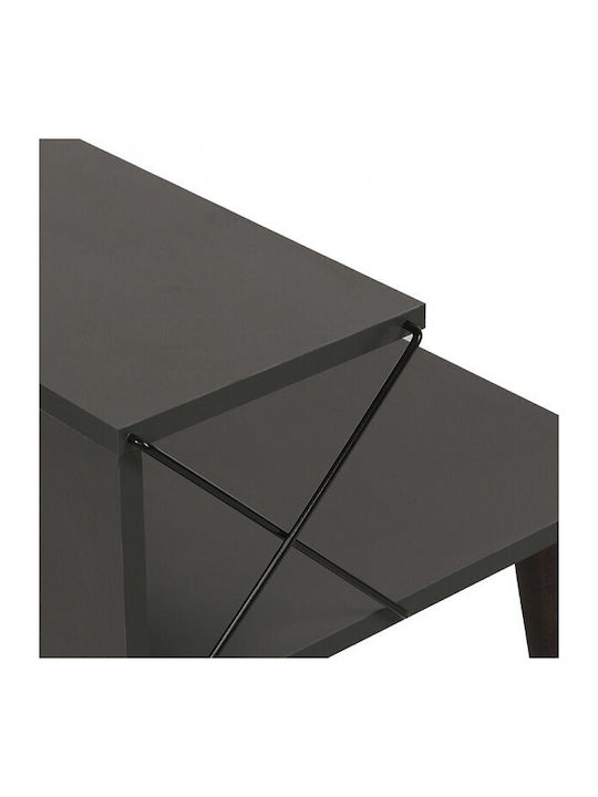 Bedside Table Gather Wooden Anthracite Walnut 50x40x55cm