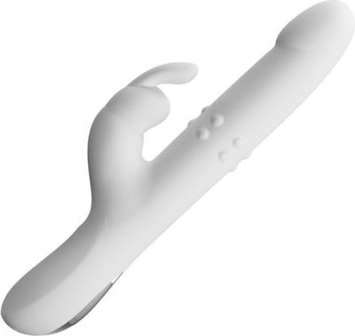 Pretty Love Reese Vibrator Rabbit Thrusting Vibrator With Rotating Beads 24.8cm BI-014902-1 White