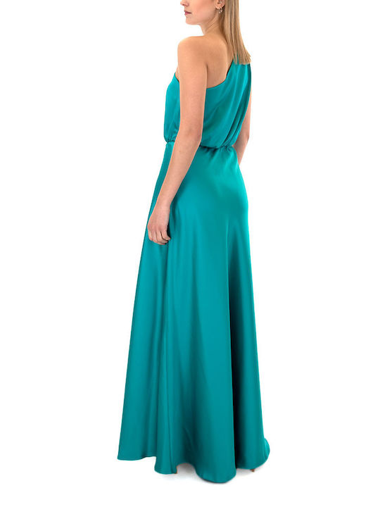 MY T Sommer Maxi Kleid für Hochzeit / Taufe Satin Emerald