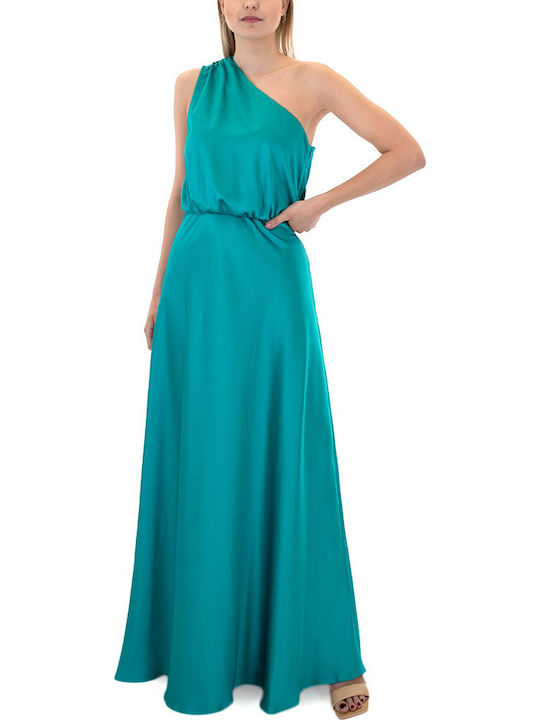 Лятно Maxi Рокля за Сватба и Кръщене Сатен Emerald