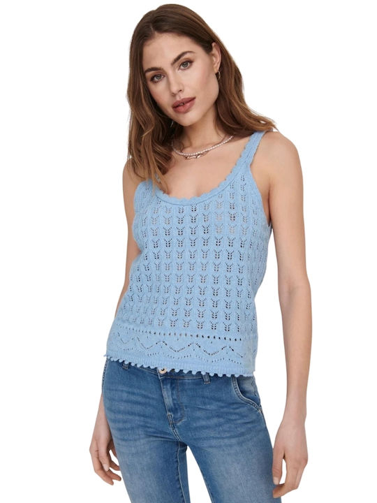 Only Women's Summer Blouse with Straps & V Neck Blue
