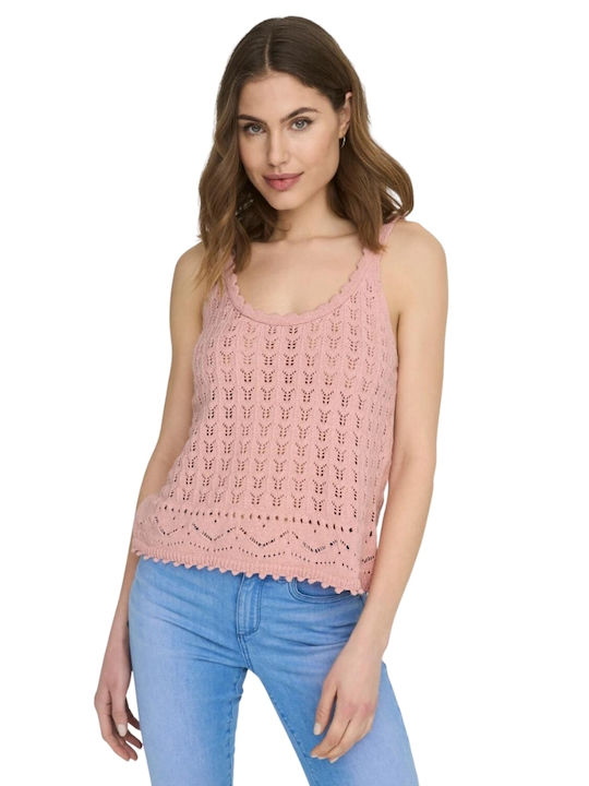 Only Damen Sommerliche Bluse mit Trägern & V-Ausschnitt Rosa