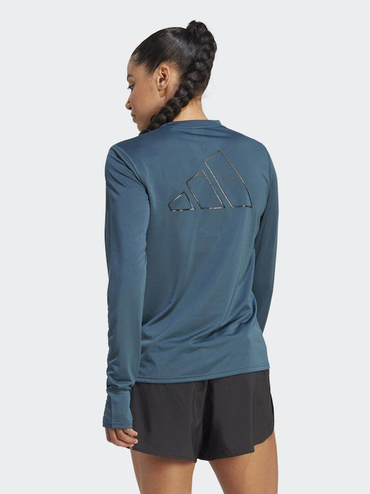 Adidas Run Icons Damen Sportliches Bluse Langärmelig Arctic Night