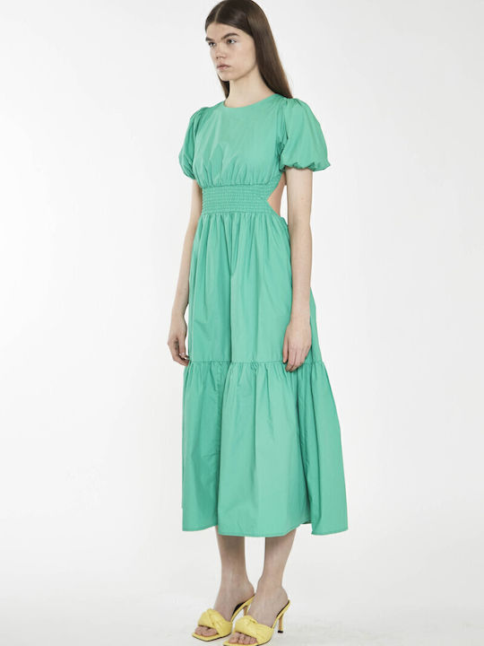 Rochie De Vară Pentru Femei Midi Cu Volane Verde