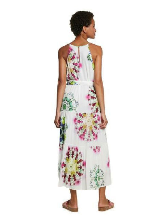 Desigual Sommer Midi Kleid mit Rüschen Weiß