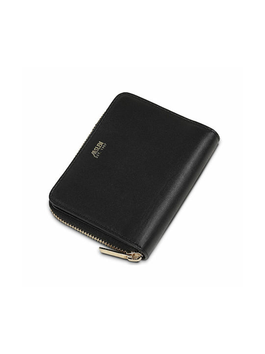 Jaslen Μικρό Δερμάτινο Γυναικείο Πορτοφόλι με RFID Μαύρο
