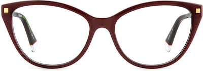 Polaroid Plastic Eyeglass Frame Cat Eye Burgundy PLD D493 LHF