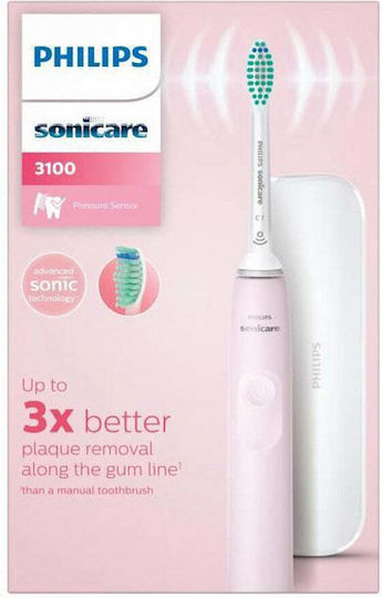 Philips Sonicare 3100 Electric Toothbrush with Timer, Pressure Sensor, and Travel Case Sugar Rose