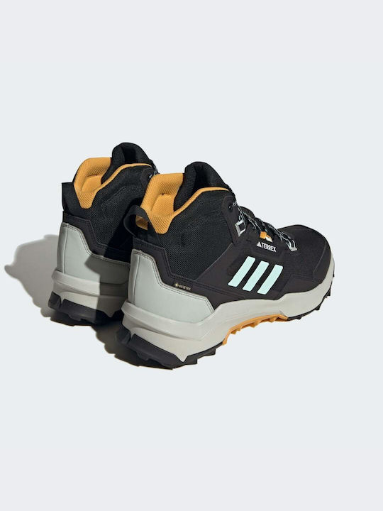 adidas Terrex AX4 Mid GTX Men's Hiking Boots Waterproof with Gore-Tex Membrane Core Black / Semi Flash Aqua / Preloved Yellow