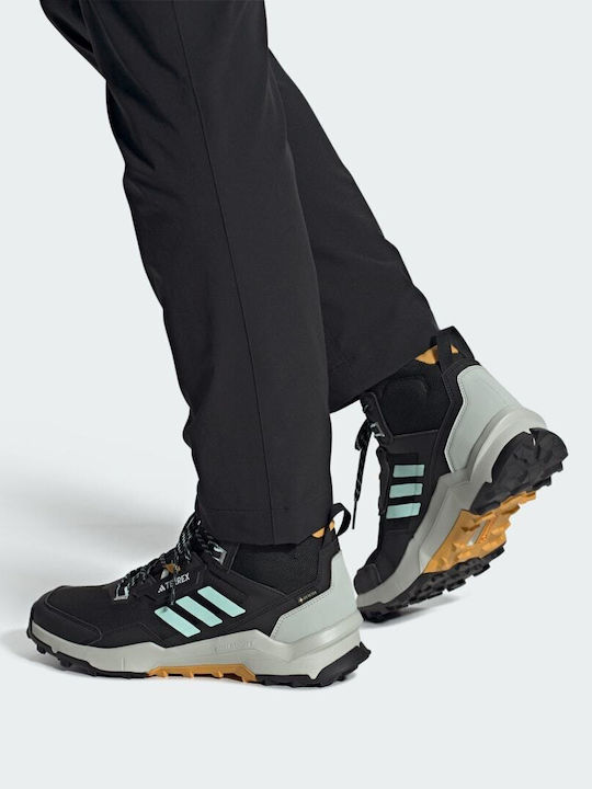 adidas Terrex AX4 Mid GTX Men's Hiking Boots Waterproof with Gore-Tex Membrane Core Black / Semi Flash Aqua / Preloved Yellow